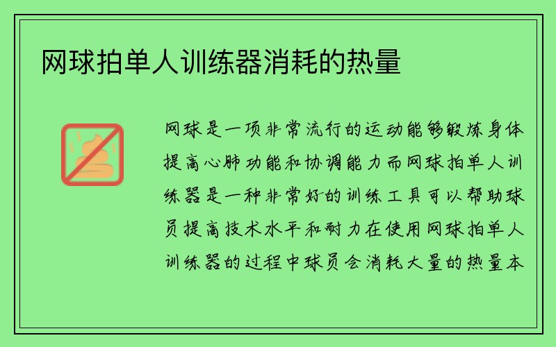 网球拍单人训练器消耗的热量