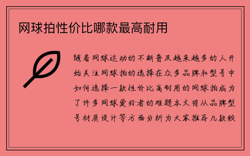 网球拍性价比哪款最高耐用