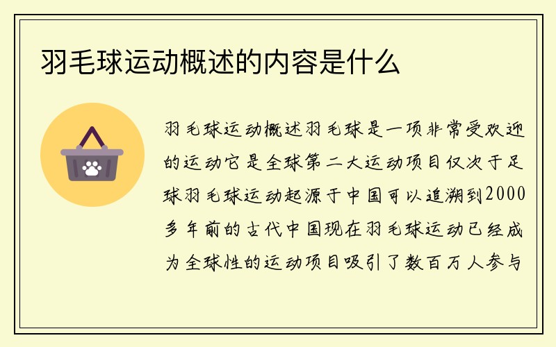 羽毛球运动概述的内容是什么