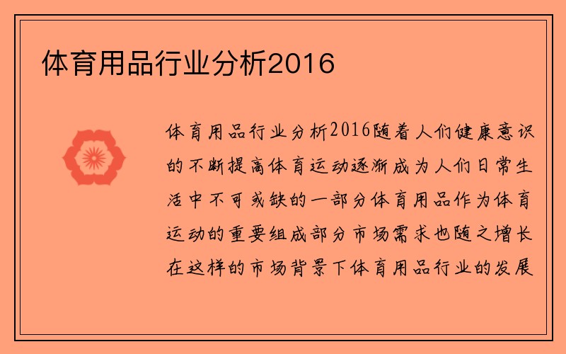 体育用品行业分析2016